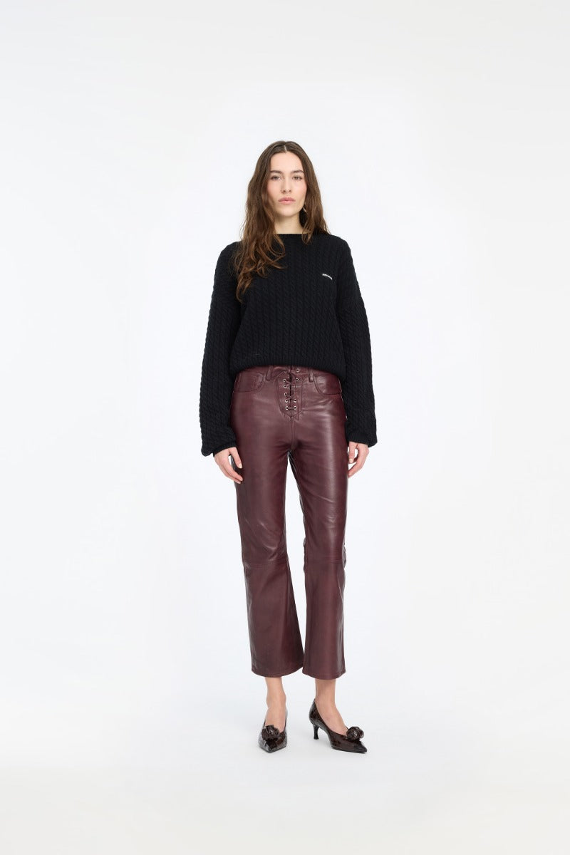 Flared Leather Capri Pants.