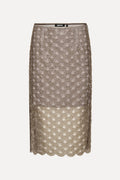 Scallop Sequin Midi Falda — Lentejuelas Festoneadas Midi Tiro Alto | Rotate