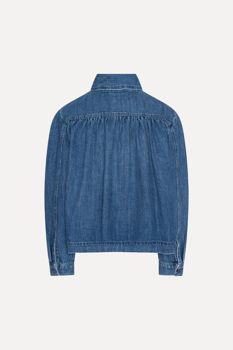 Gathered denim jacket