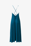Vestido raso tirantes azul canard