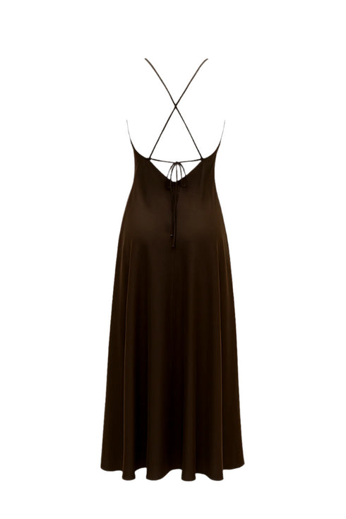 Vestido raso tirantes  chocolate