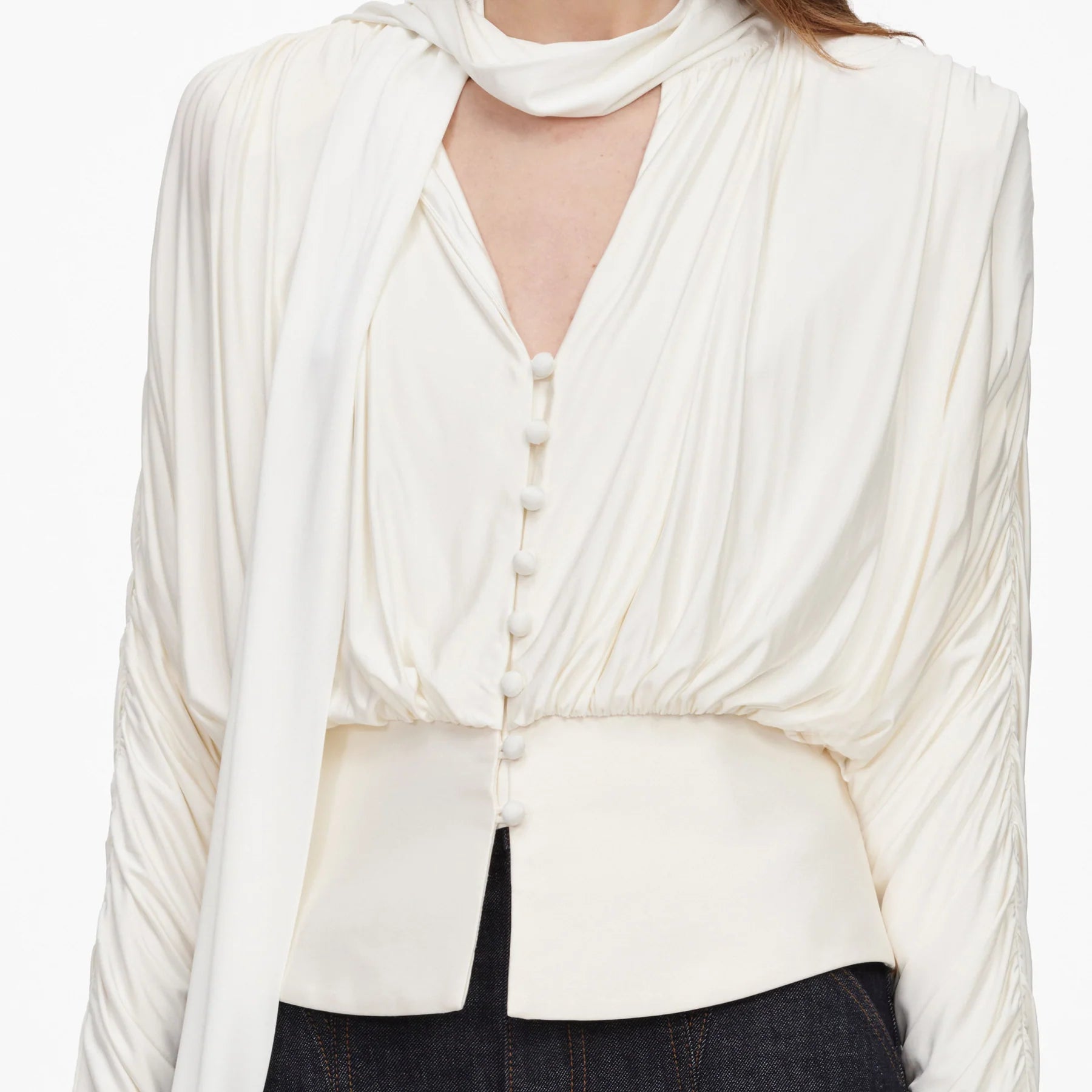 Cream Tie Neck top