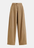 Joviaal Pantalón Camel — Tejido Fluido Tiro Alto Corte Amplio | Essentiel Antwerp