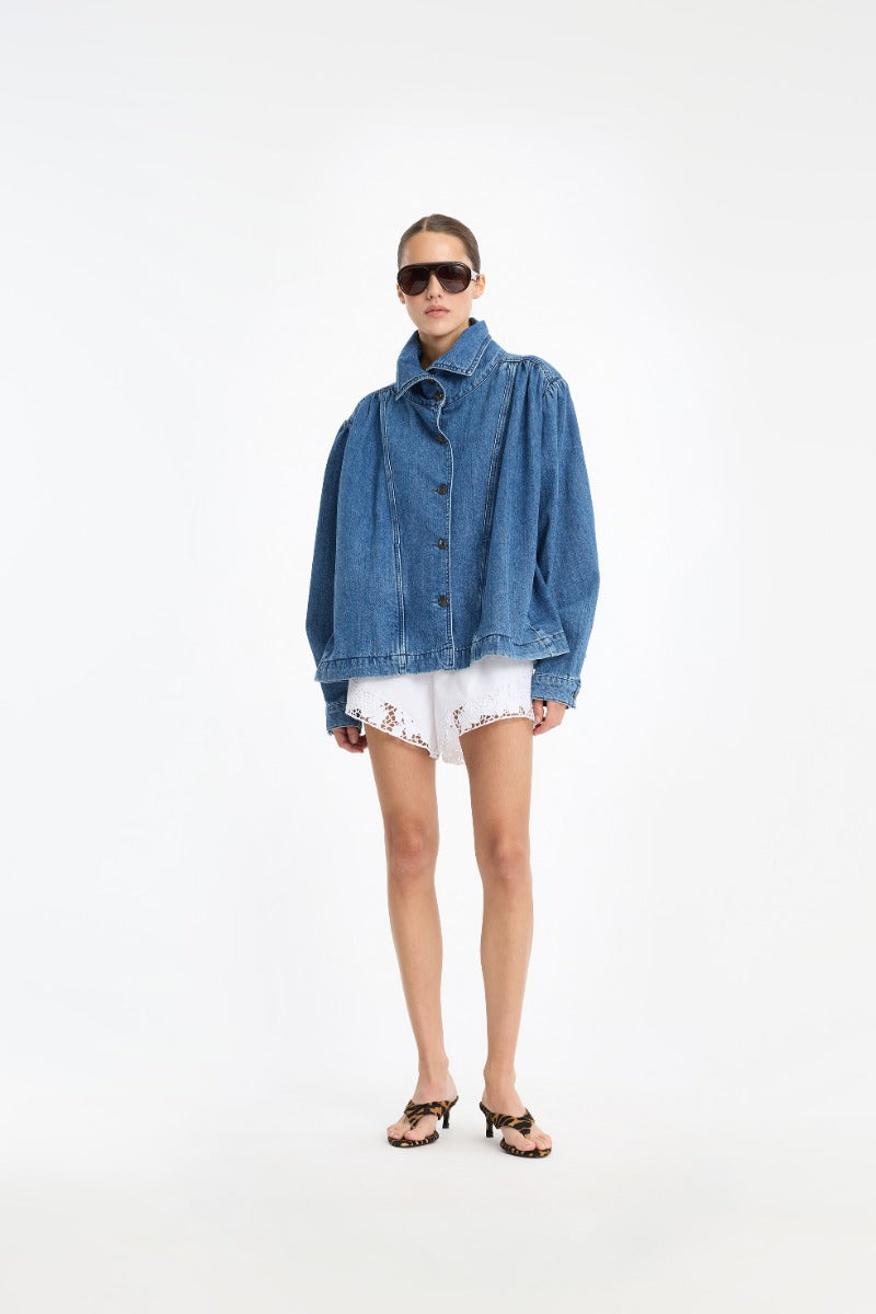 Gathered denim jacket