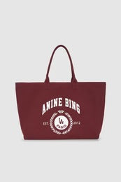 Leo Bolso Tote Denim Burdeos — Logo Anine Bing