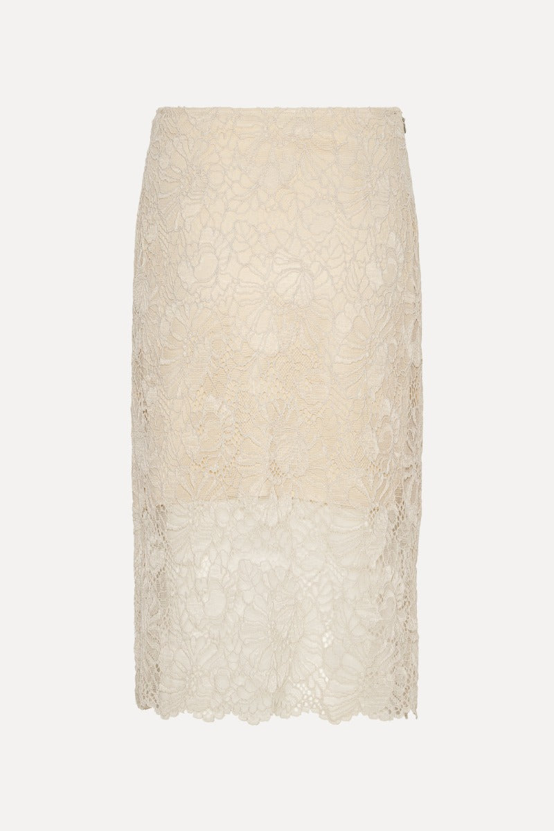 Lace Midi Pencil Falda — Encaje Midi Corte Lápiz Tiro Alto | Rotate