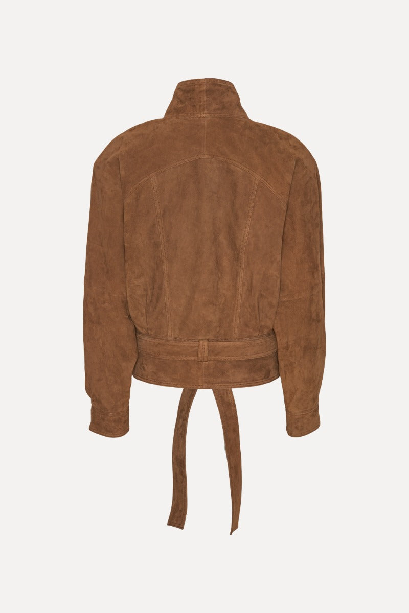 Suede Bomber Jacket — Ante Bomber Cuello Redondo Cremallera | Rotate