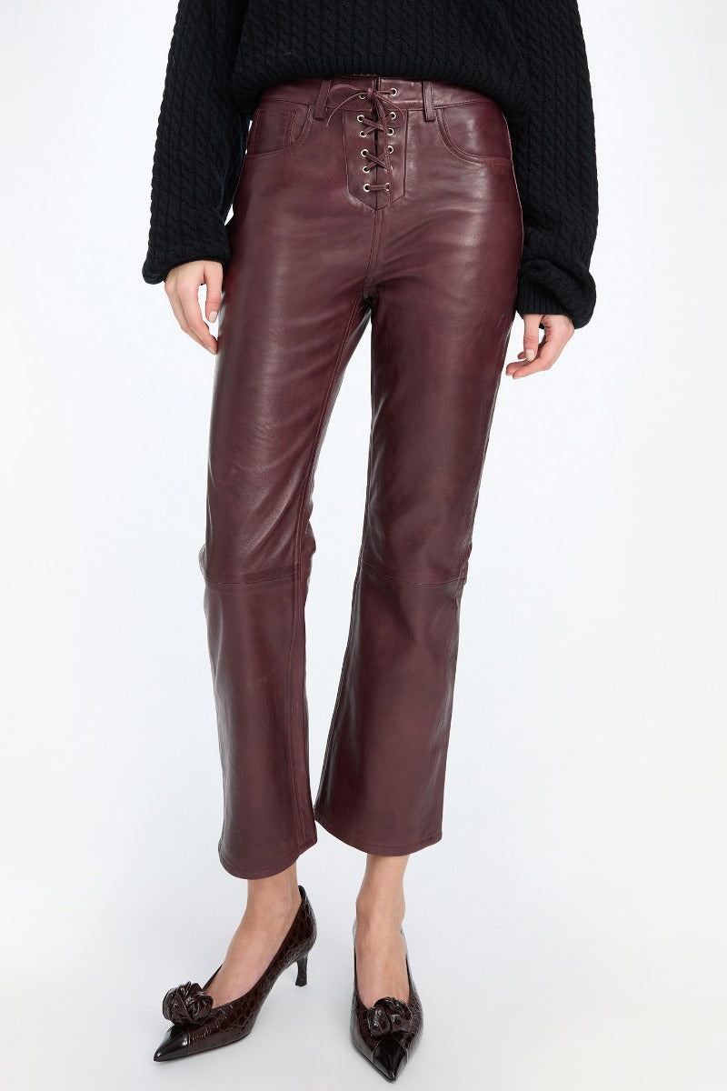 Flared Leather Capri Pants.