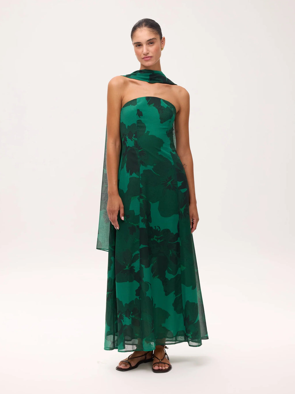 Helena Vestido — Tejido Fluido Midi Estampado Floral | Mioh
