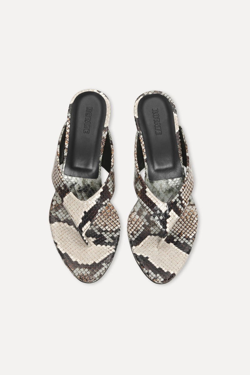 Kitten Heel Leather Mule Print — Piel Estampada Tacón Kitten Mule Destalonada | Rotate