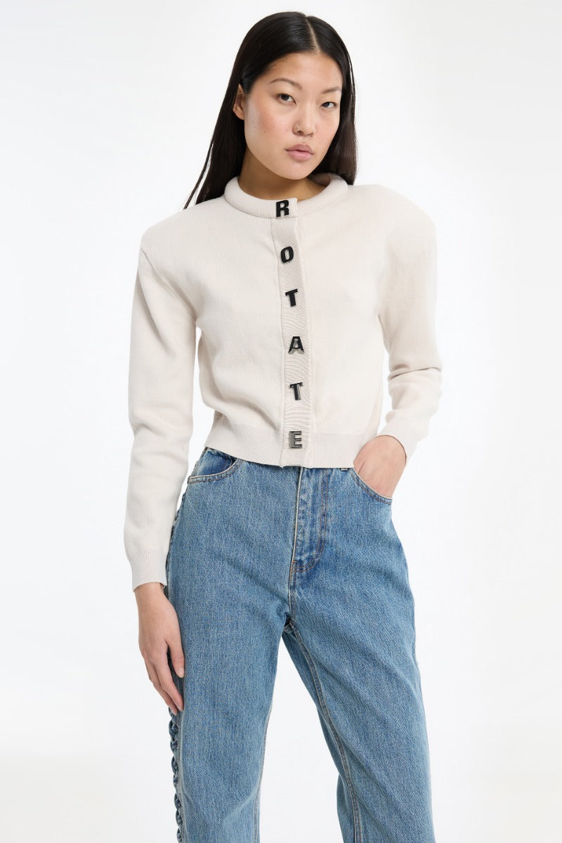 Firm Knit Cardigan crudo.