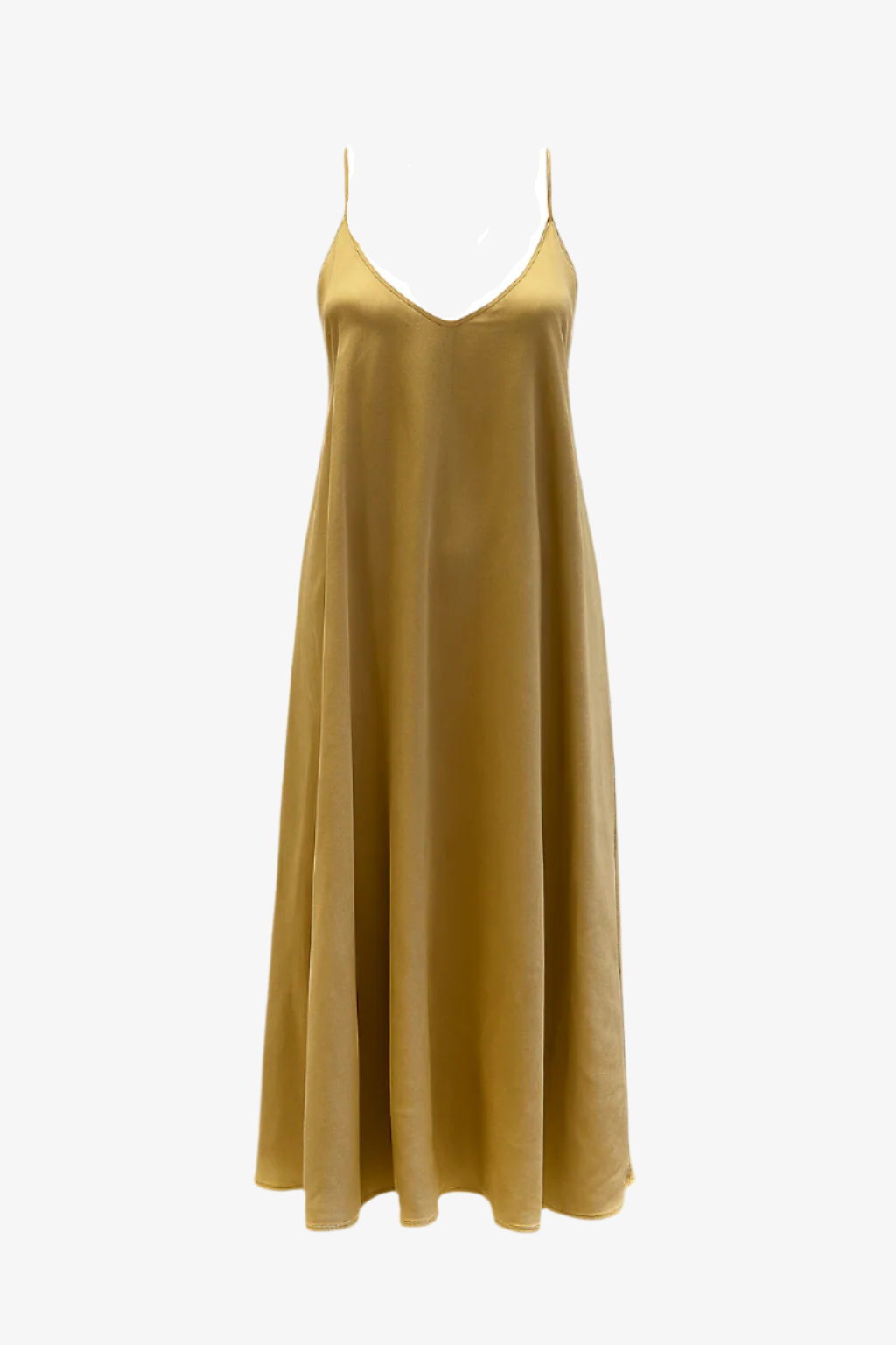 Vestido raso tirantes  camel