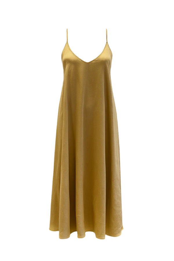 Vestido raso tirantes  camel