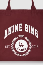 Leo Bolso Tote Denim Burdeos — Logo Anine Bing