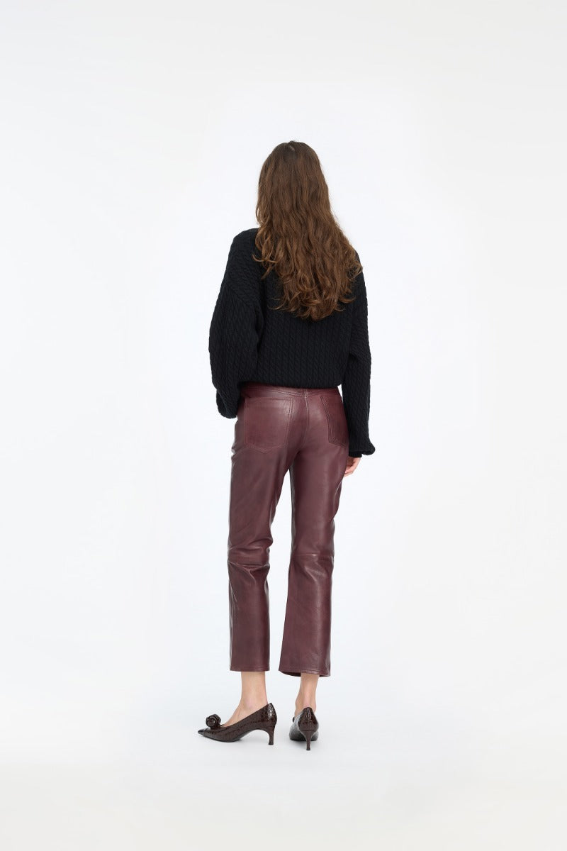 Flared Leather Capri Pants.