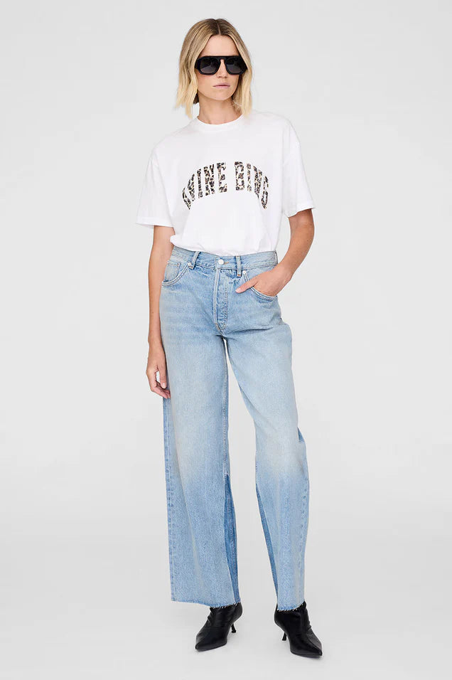 Walker Camiseta Blanca — Oversize Logo Leopardo a Contraste | Anine Bing