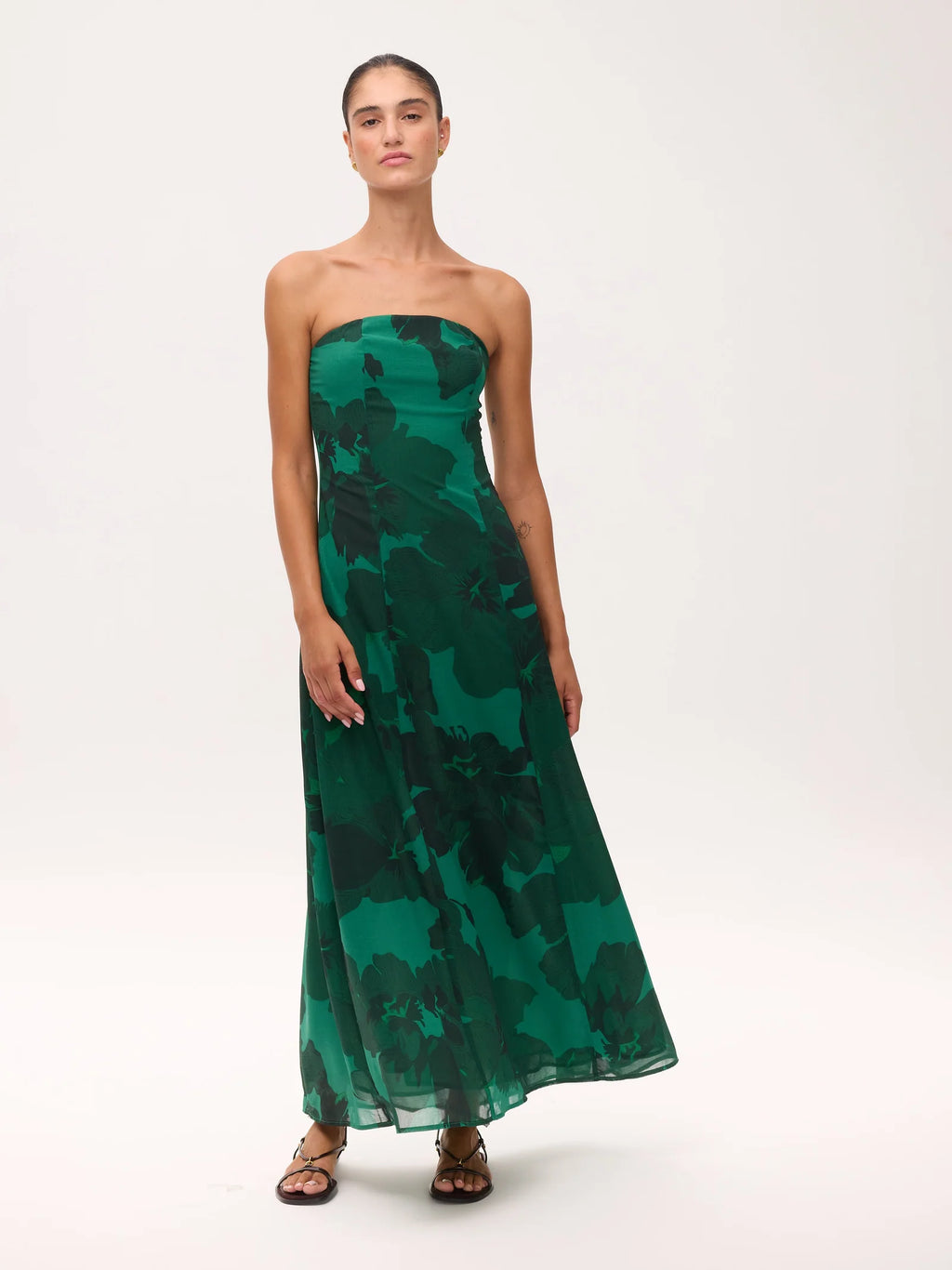 Helena Vestido — Tejido Fluido Midi Estampado Floral | Mioh