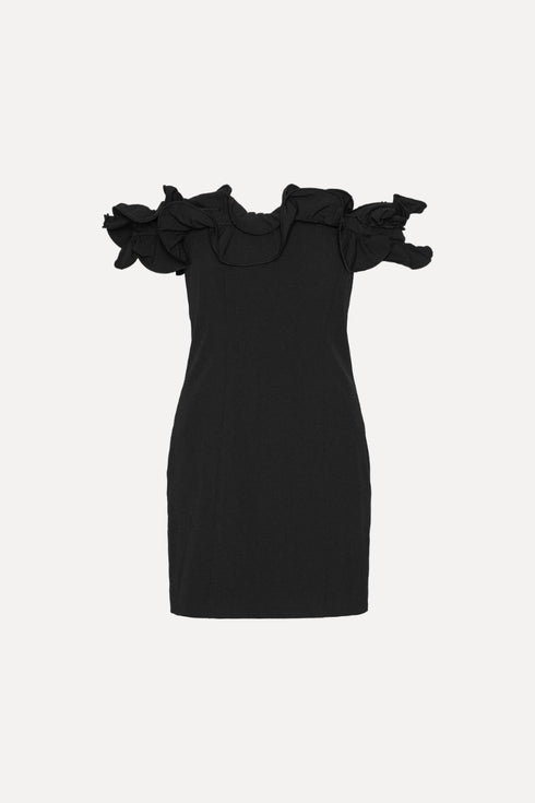 Mini Ruffle vestido black