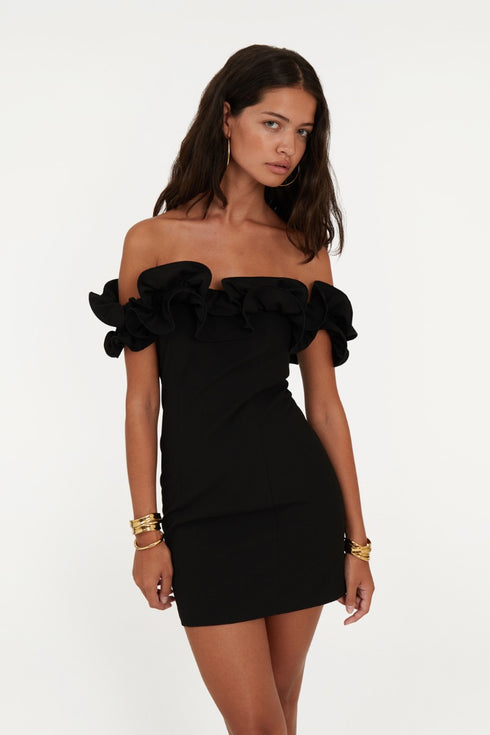 Mini Ruffle vestido black