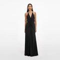 Black Jersey Gathered Vestido