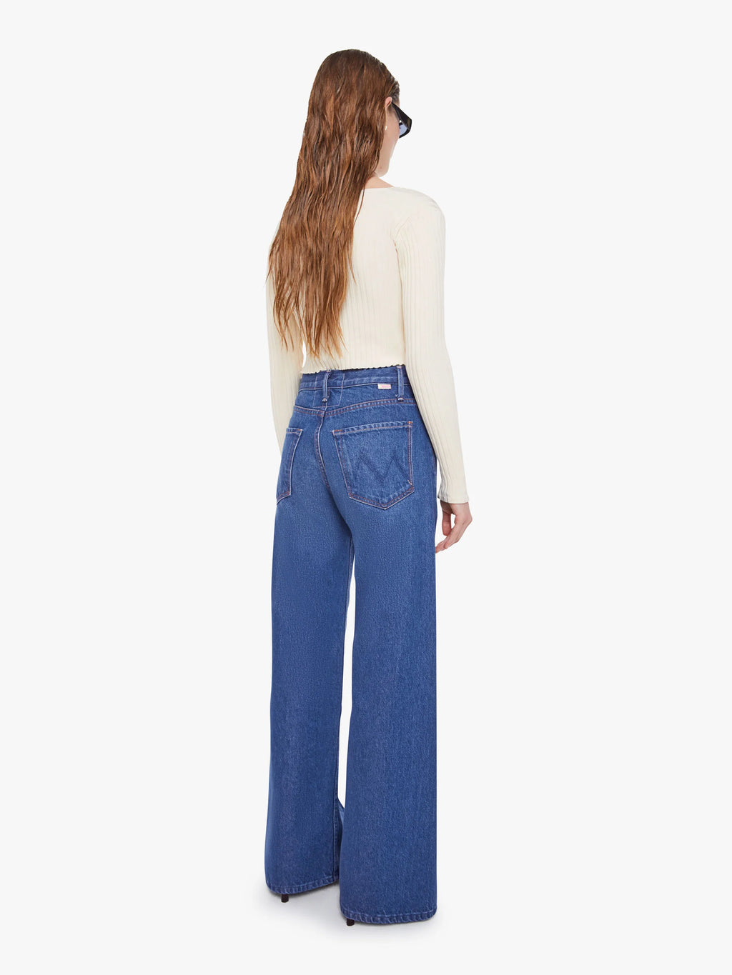 The Lemon Twist Sneak — Jean Tiro Alto Acampanado Delavado Amarillo | Mother