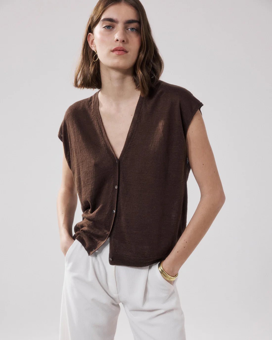 Mounia Chaleco Marrón.