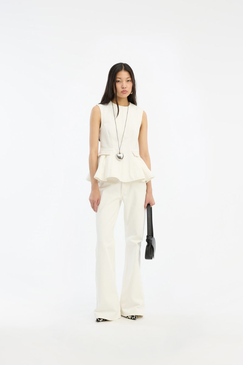Flared Highwaisted Jeans Crudo — Denim Tiro Alto Acampanado Trabillas | Rotate