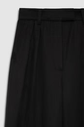 Lou Pantalón Negro — Lino Tiro Alto Pernera Ancha con Pinzas | Anine Bing