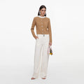 Brown Embellished Knit Cardigan.
