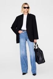 Queen Blazer Negro — Lana Oversize Cuello Esmoquin | Anine Bing