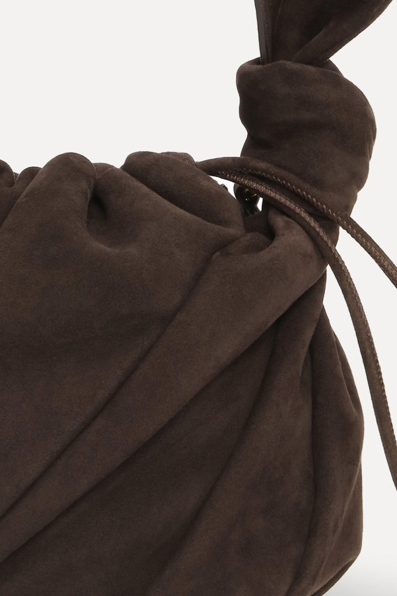Suede Bon Bon Bolso — Ante Bolso Redondo Asa Cadena Dorada | Rotate