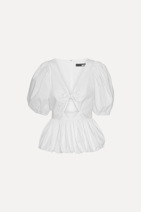 Puff sleeve top blanco