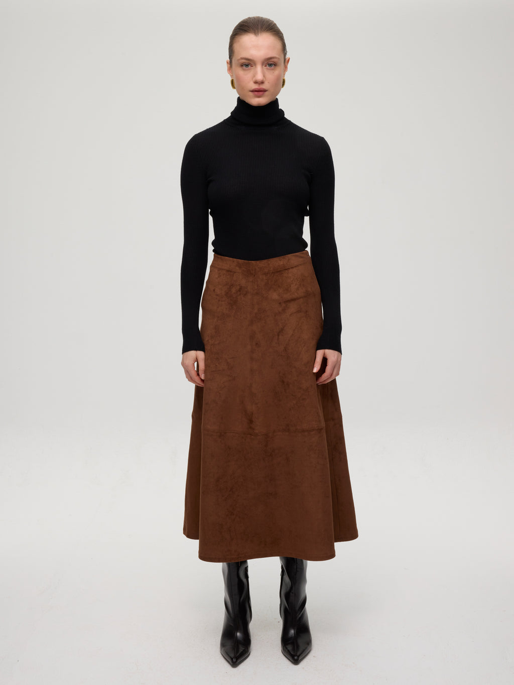 Falda midi Hearst suede