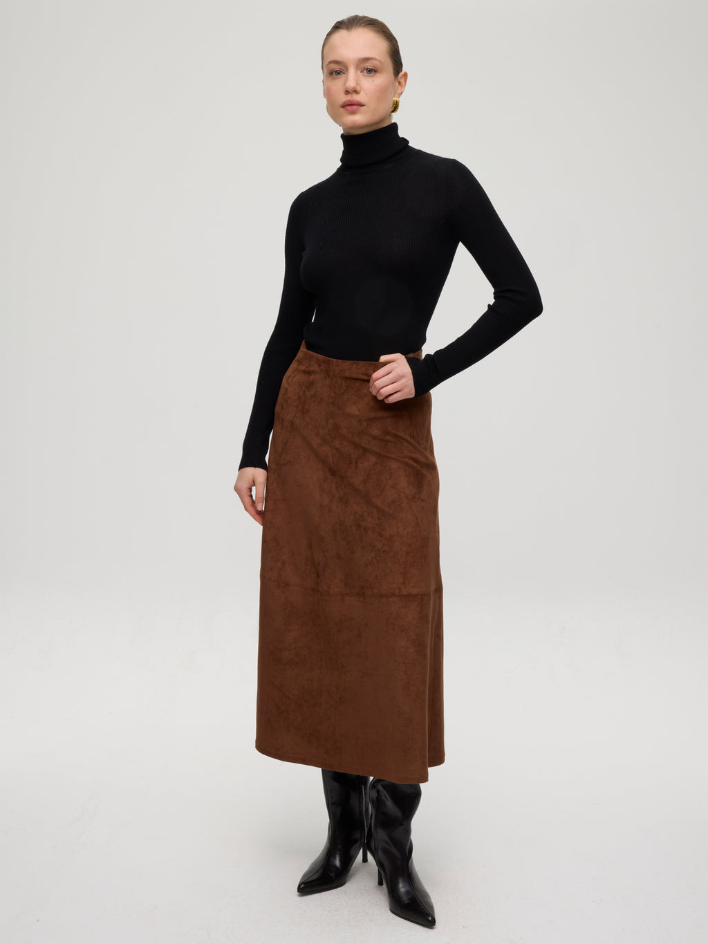 Falda midi Hearst suede