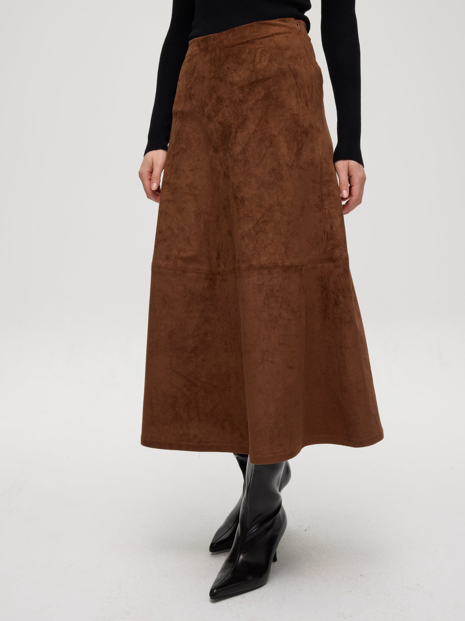 Falda midi Hearst suede