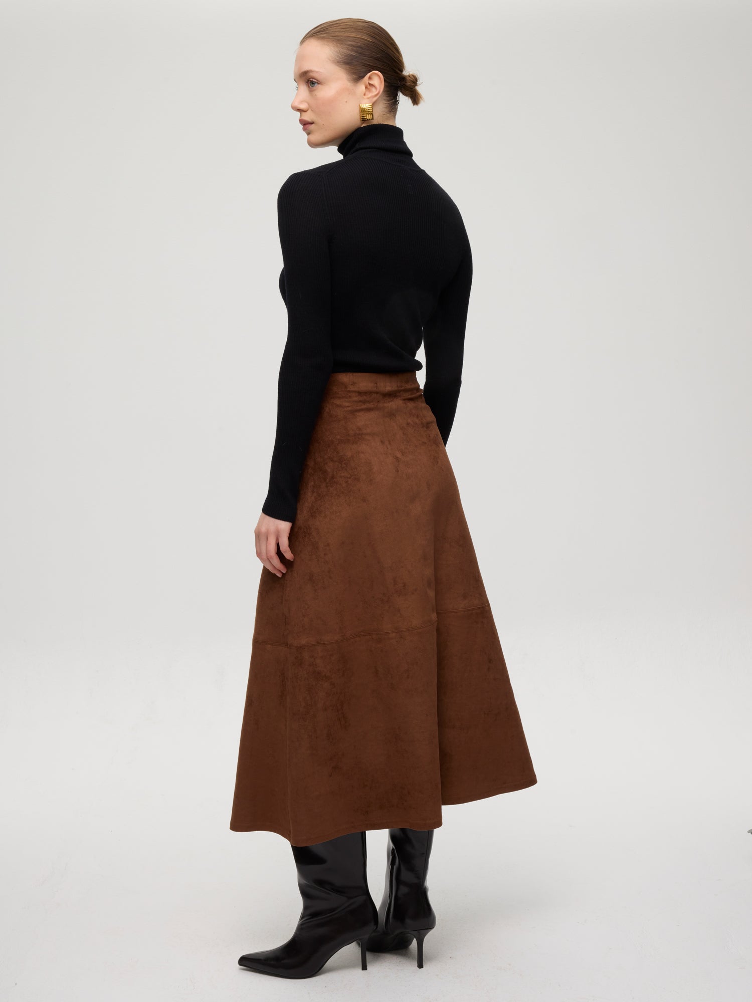 Falda midi Hearst suede