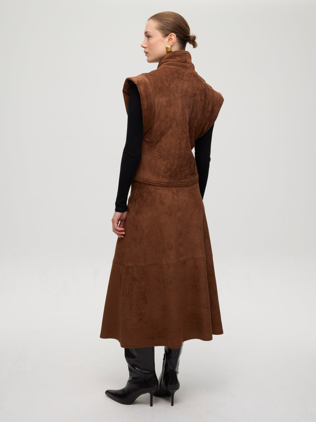 Falda midi Hearst suede