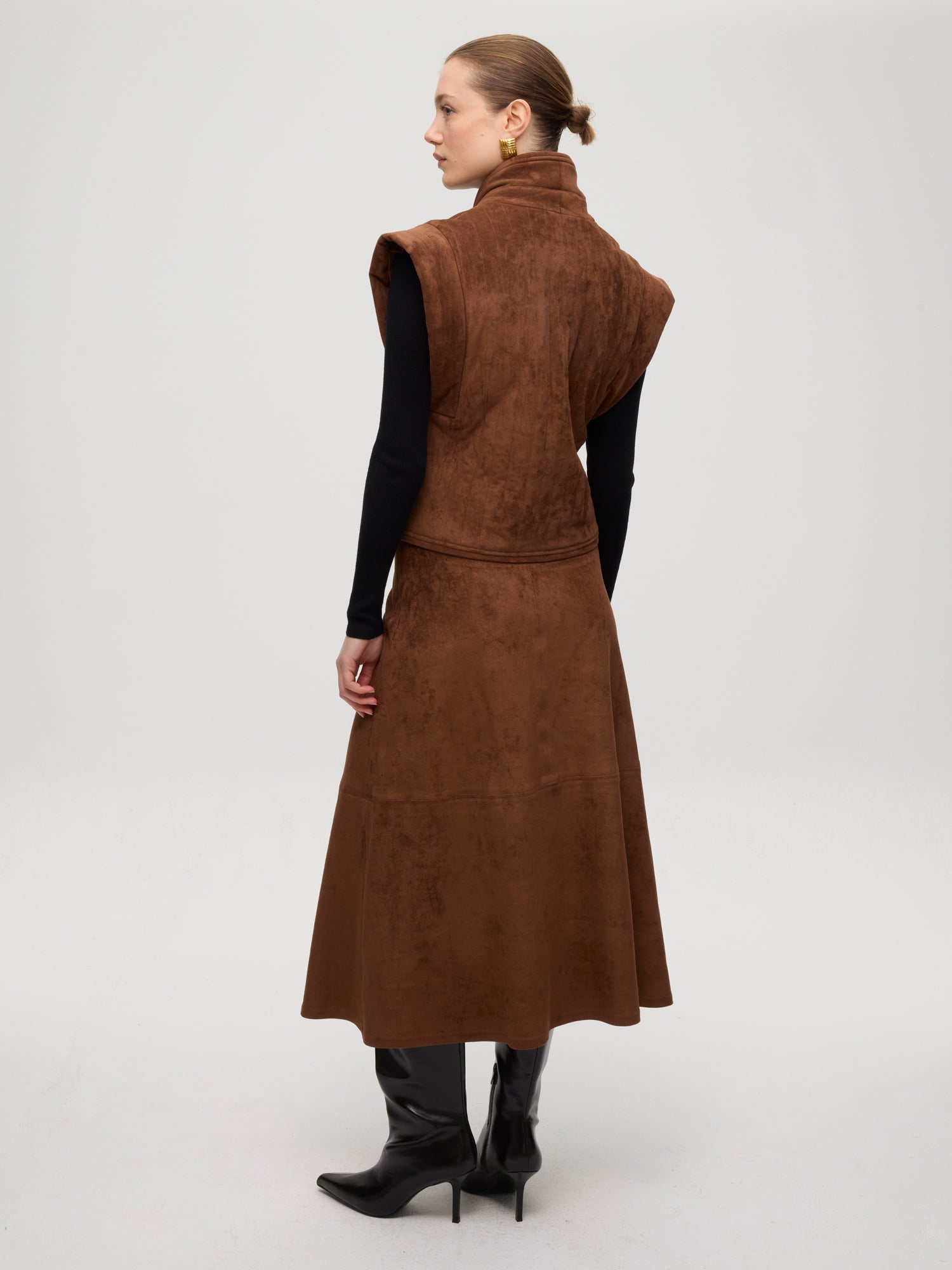 Falda midi Hearst suede