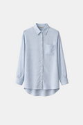 Camisa Forte Celeste — Oversize Cuello Italiano Manga Larga | Tomates Fritos