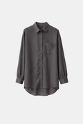 Camisa Forte Gris — Oversize Cuello Italiano Manga Larga | Tomates Fritos