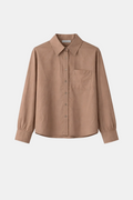Camisa Popelín Corta Beige — Algodón Cuello Clásico Manga Corta | Tomates Fritos