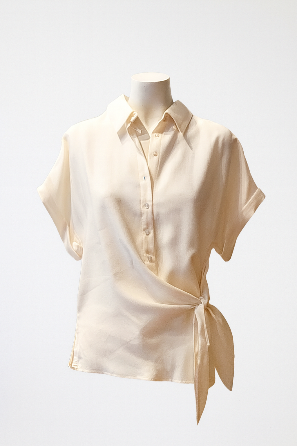 Camisa nudo lateral ecru