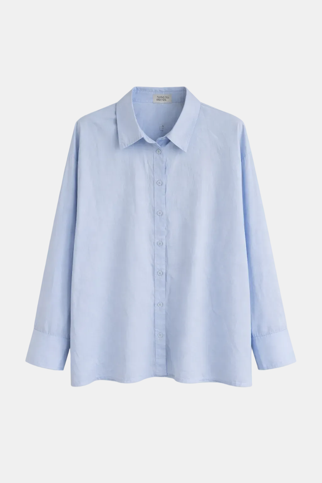 Camisa Popelín Larga Celeste — Algodón Cuello Clásico Manga Larga | Tomates Fritos