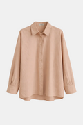Camisa Popelín Larga Camel — Algodón Cuello Clásico Manga Larga | Tomates Fritos