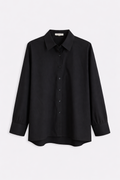 Camisa Popelín Larga Negra — Algodón Cuello Clásico Manga Larga | Tomates Fritos