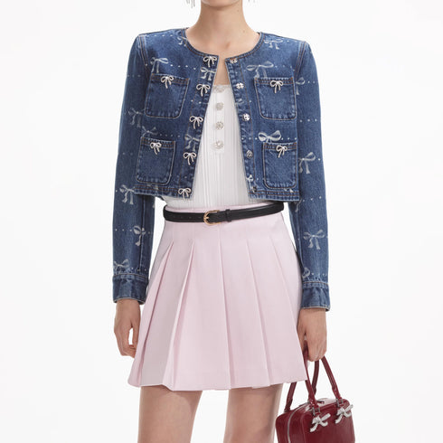 Chaqueta corta denim con strass