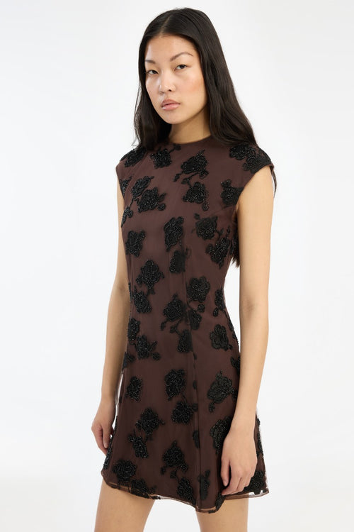 Beaded Mini Flared Vestido | Rotate