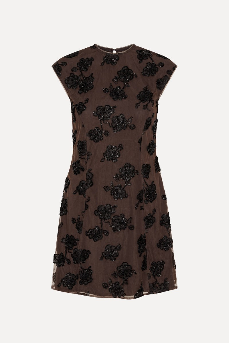 Beaded Mini Flared Vestido