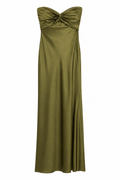 Jetlife Vestido Kaki — Tejido Fluido Midi Manga Larga | Essentiel Antwerp