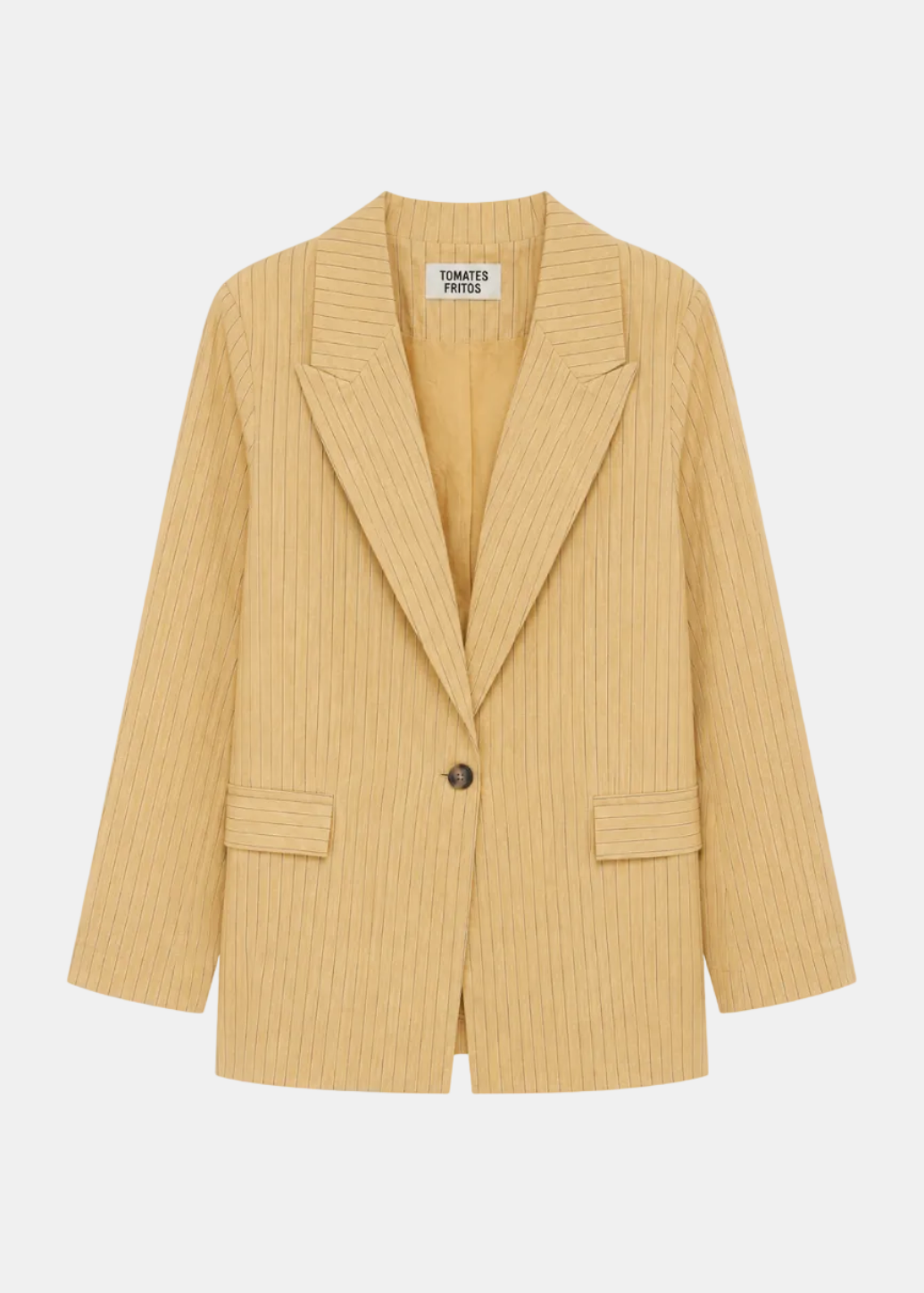 Blazer Rayas Beige — Corte Recto Fluido